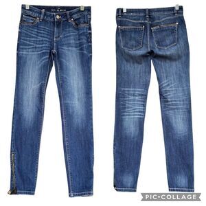 WHBM The Skimmer Jeans Skinny Medium Wash Women’s Size 00 Ankle Zip & Snap Leath